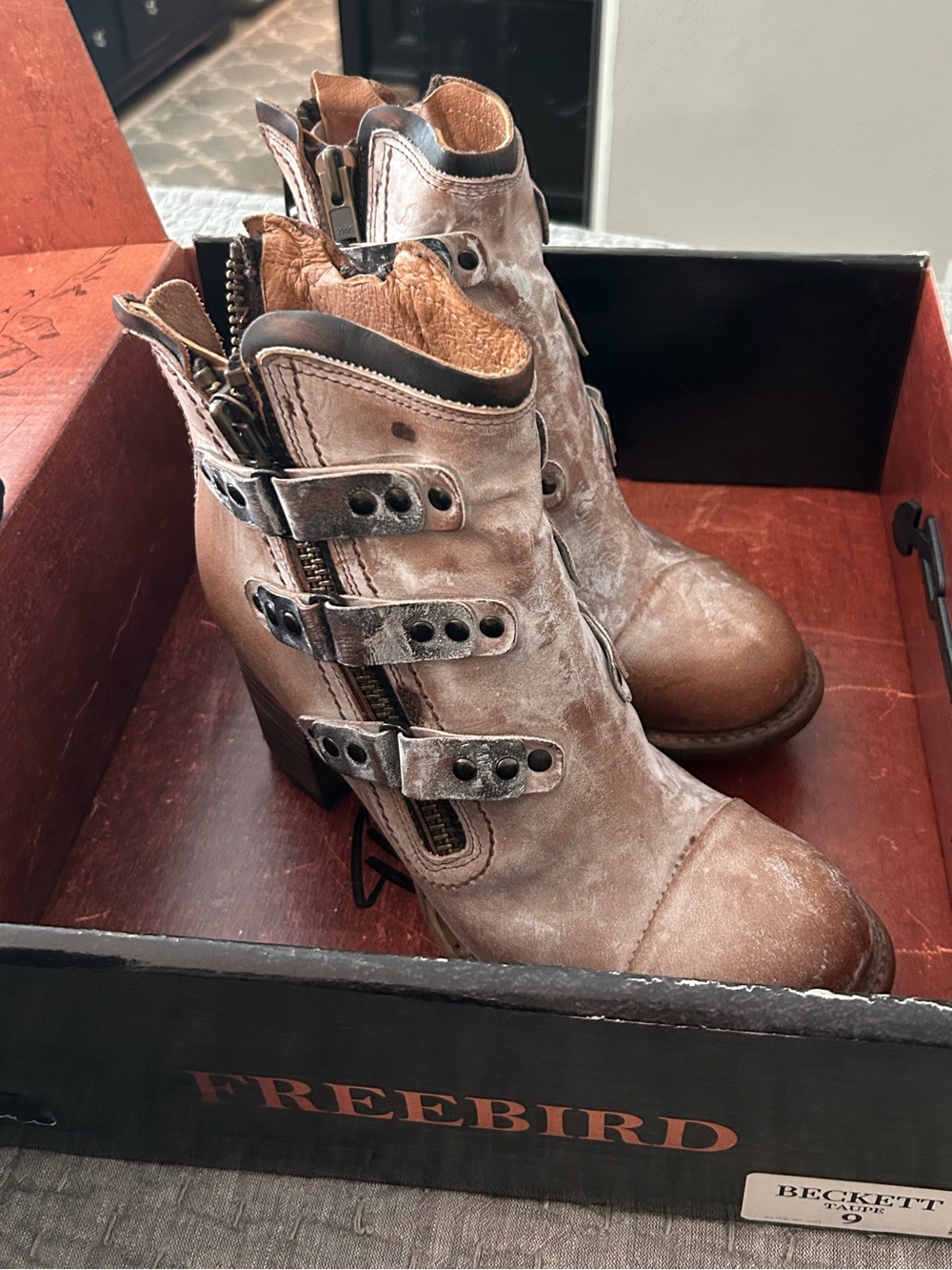 Freebird Taupe Beckett Ankle Boots in size 9